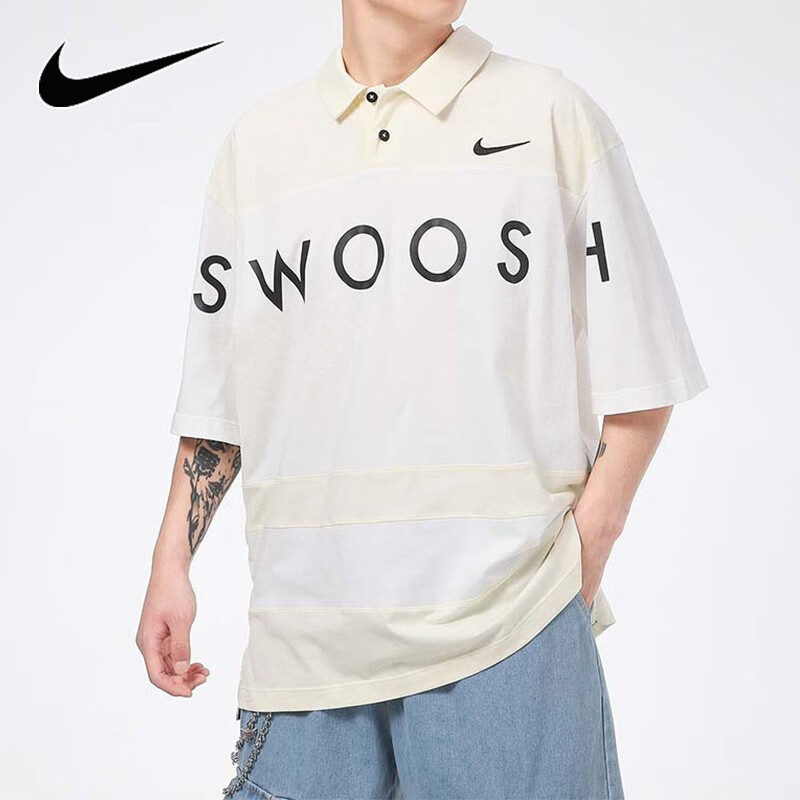 耐克 男子短袖翻领t恤 nike sportswear swoosh dj5370 dj5370-010 xs