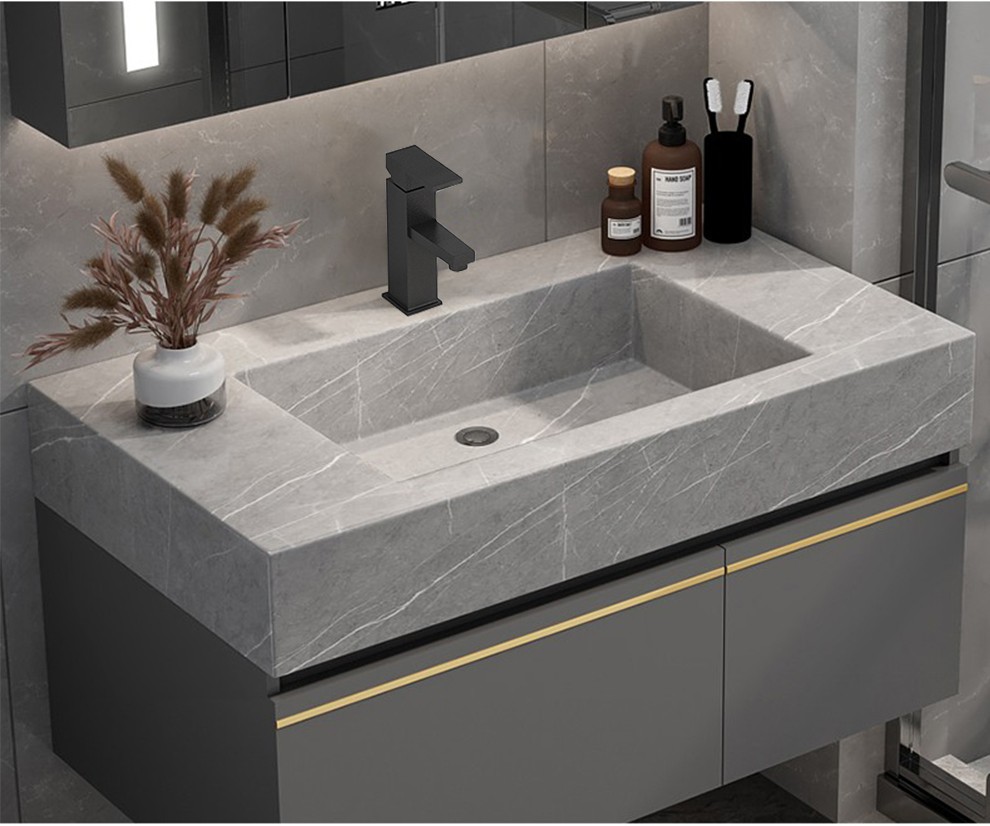 恋派实木岩板浴室柜洗手盆洗脸盆柜组合岩板一体盆洗手台洗漱台盆柜