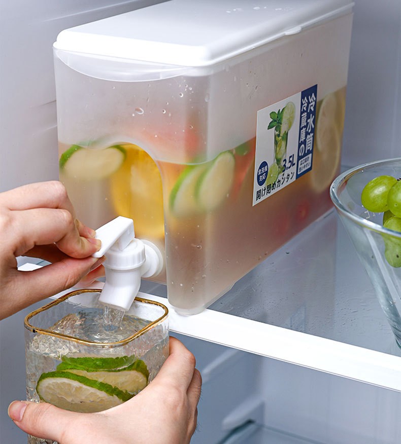 古达冰箱冷水壶塑料凉水壶大容量凉水桶带龙头冰箱冷饮桶自制果汁柠檬