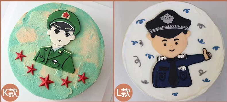 曼恒手绘军人生日蛋糕网红款同城配送新鲜水果奶油蛋糕送部队老公男
