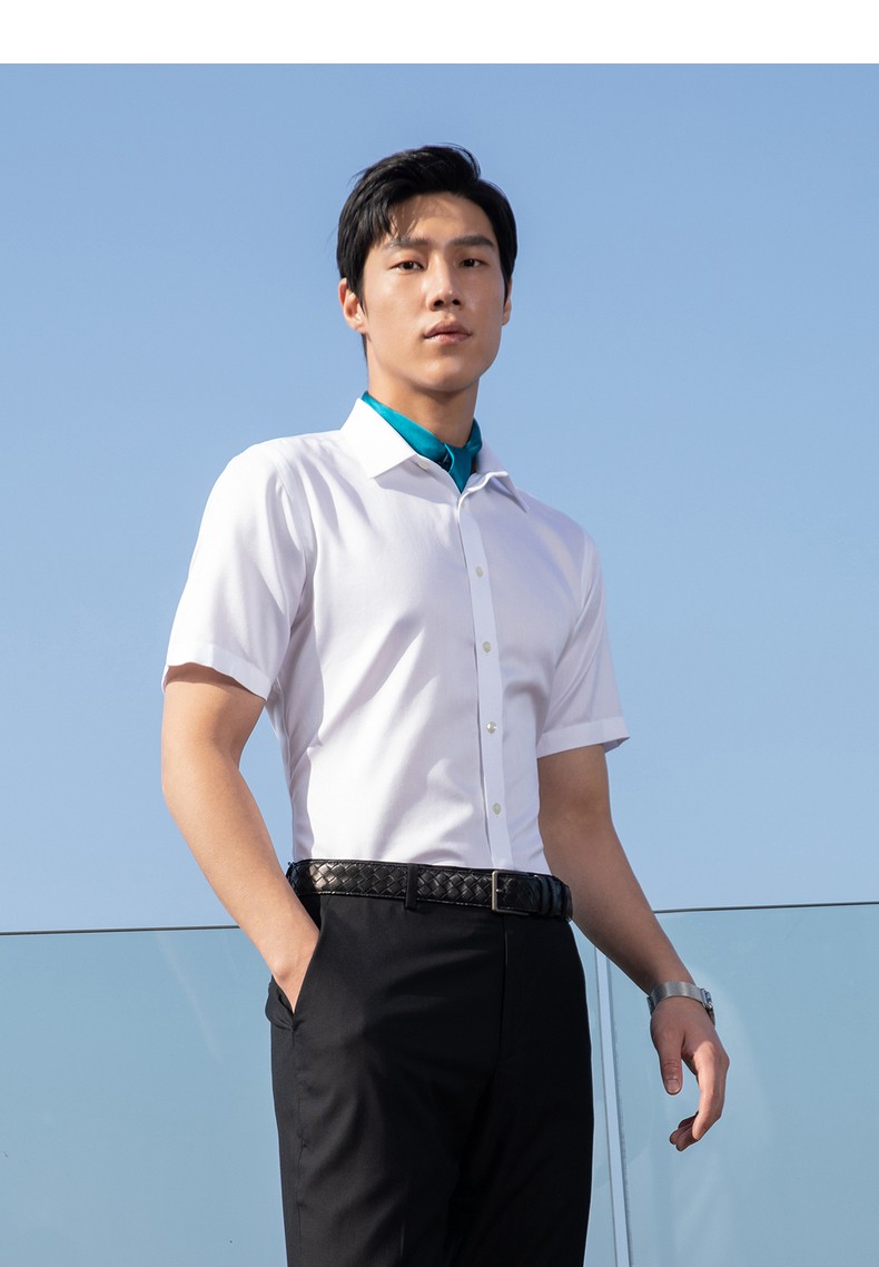 雅戈尔衬衫男短袖夏纯色纯棉抗皱免烫衬衫衬衣商务休闲浅粉gsdp100168