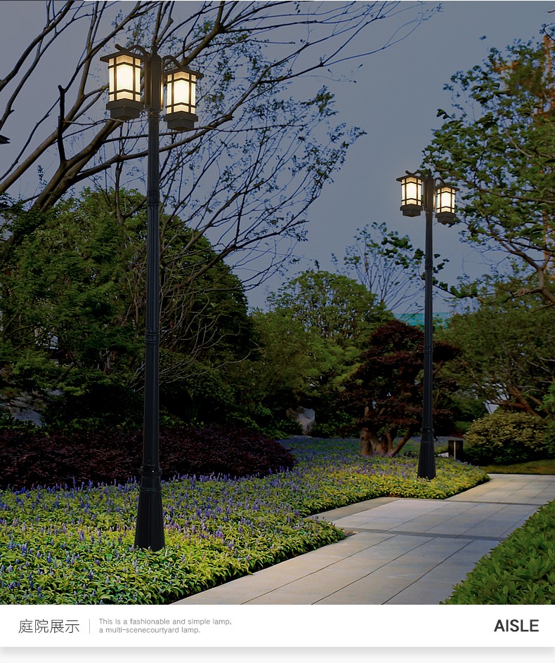 聚靓 中式双头3头庭院灯户外led花园别墅小区公园防水欧式景观室外