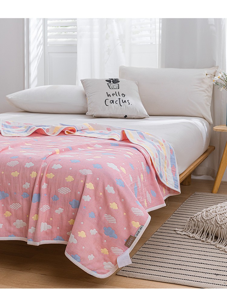 小绵羊家纺纯棉a类六层纱布毛巾被儿童婴儿标准夏被午睡毯xg水纹120