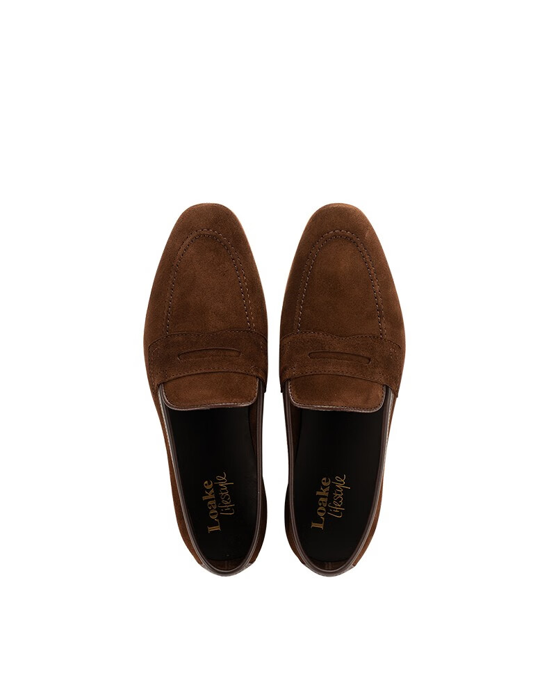 loake英国进口深色牛反绒乐福鞋男士商务休闲一脚蹬英伦皮鞋darwin