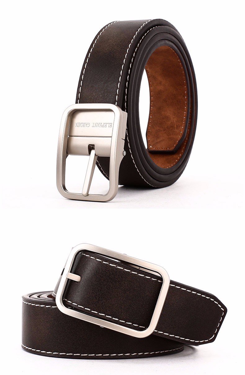 elephantgarden大象花园皮带男士奢侈品商务休闲旋转针扣两用腰带高档