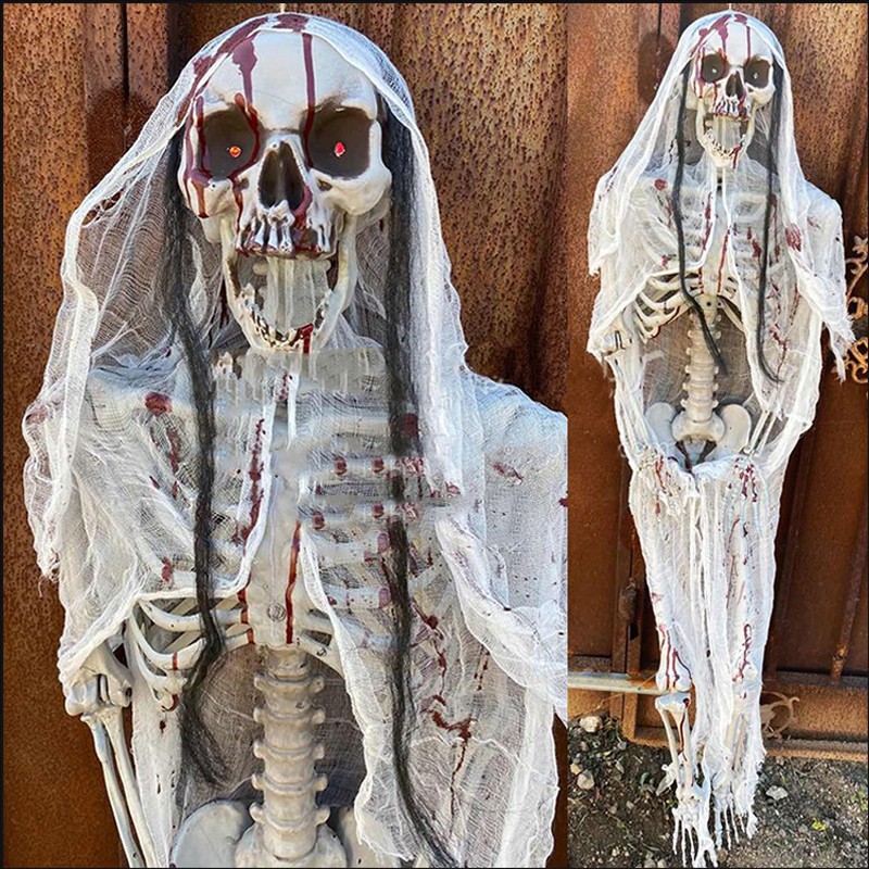 万圣节仿真塑料假骨头道具恐怖干尸鬼屋密室逃脱骷髅骨架装饰摆件 19