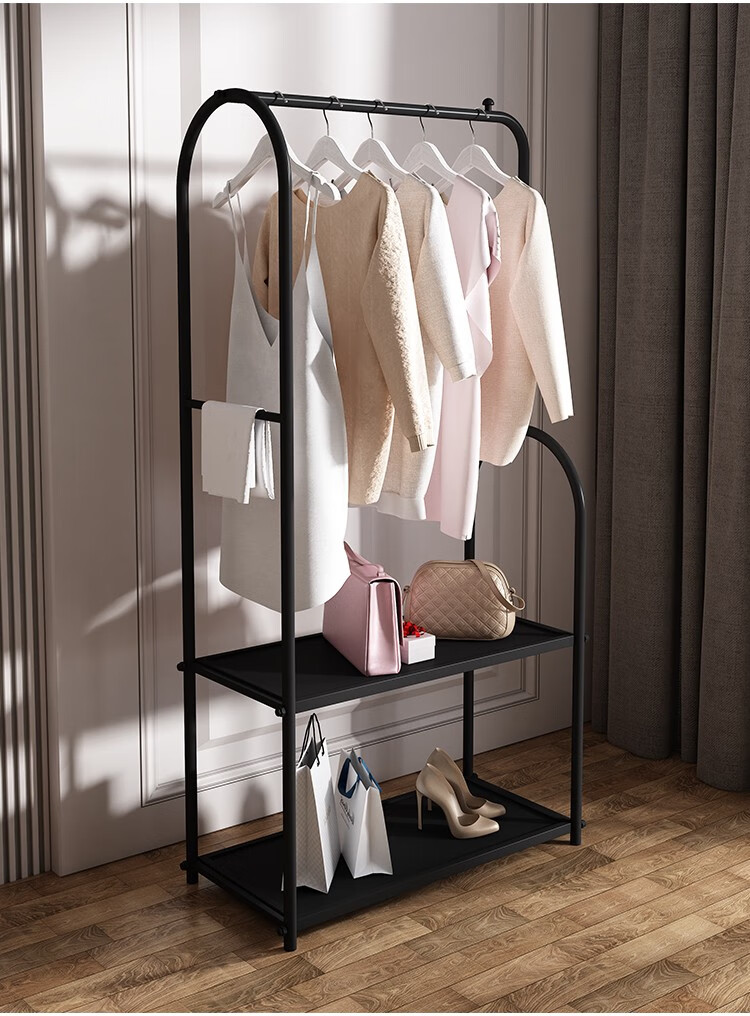 铁三代tsd衣帽架落地家用卧室简易置物收纳挂衣架北欧轻奢双层衣架