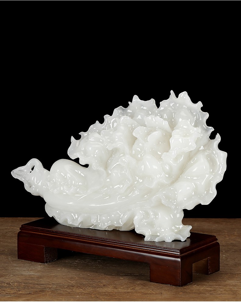 优光天然中式玉石大白菜高档招财摆件家居酒柜乔迁公司新店开业办公室