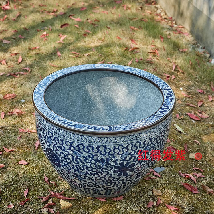 红得发紫 景德镇青花瓷鱼缸特大号庭院门海大型睡莲缸荷花盆缸老式大