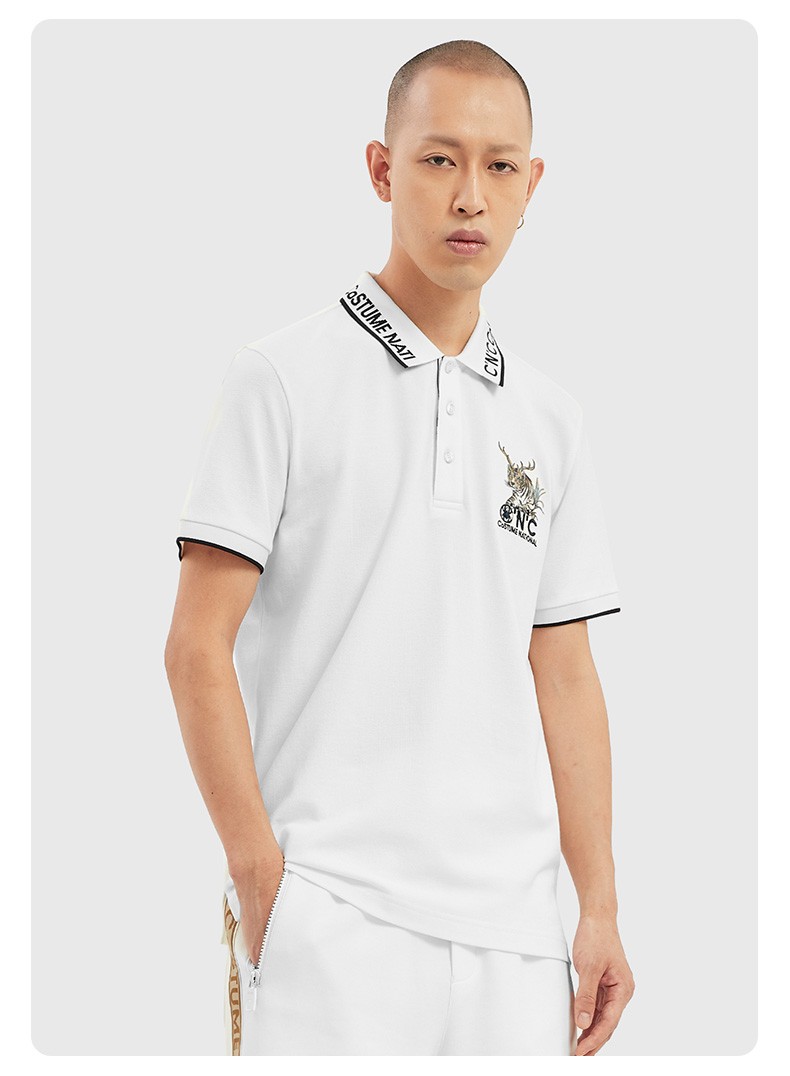 品牌服饰cnc男装22年春夏新款短袖polo衫时尚老虎主题图案绣花logo