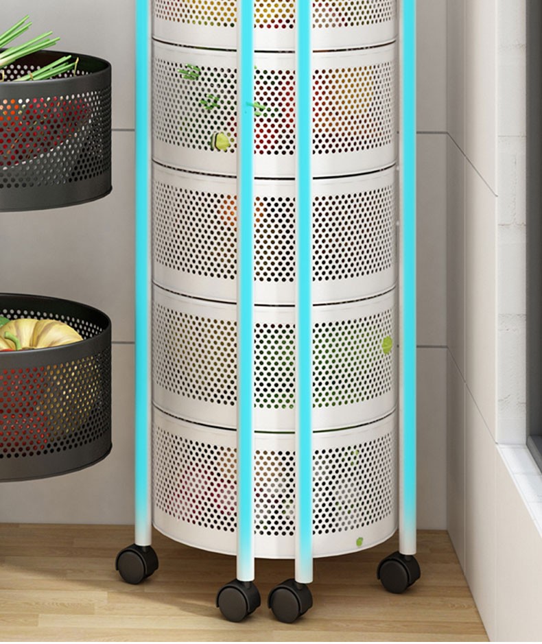 吉居夫旋转置物架厨房置物架落地菜篮子多层家用免安装多功能移动放果