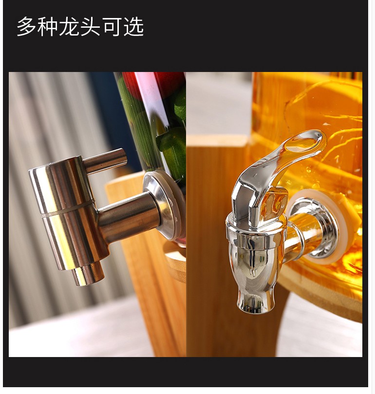 耐高温大容量凉水壶带龙头柠檬饮料果汁饮料桶透明玻璃冷水壶家用酵素