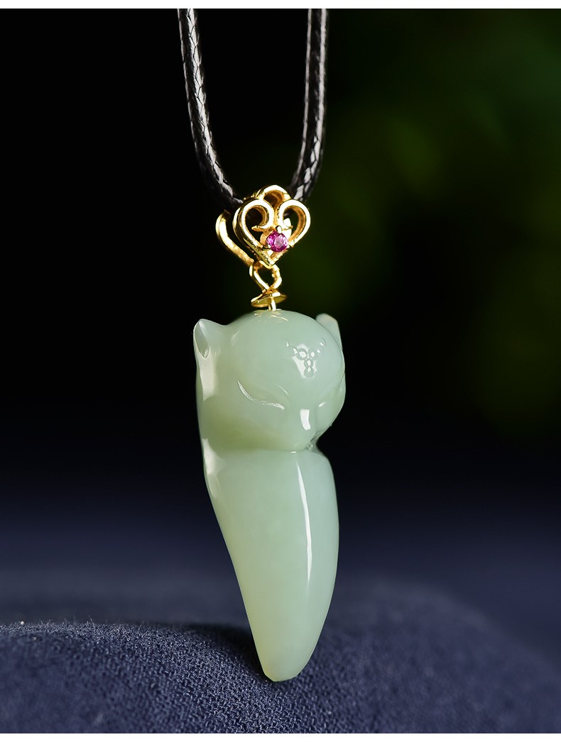 新年礼物景妍新疆和田玉狐狸玉吊坠灵狐献瑞玉佩挂件女款玉石饰品项链