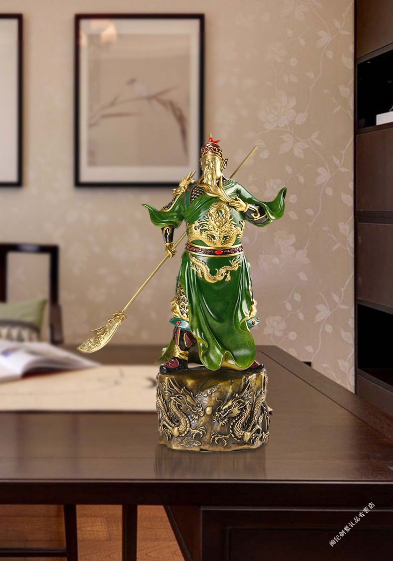 映源铜关公关二爷摆件办公室摆设家居客厅玄关关羽武圣关公像装饰品