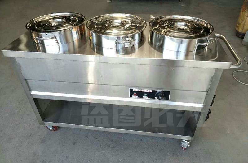 商用不锈钢保温粥车汤桶车3468桶粥车保温台电保温粥桶快餐车单排4桶