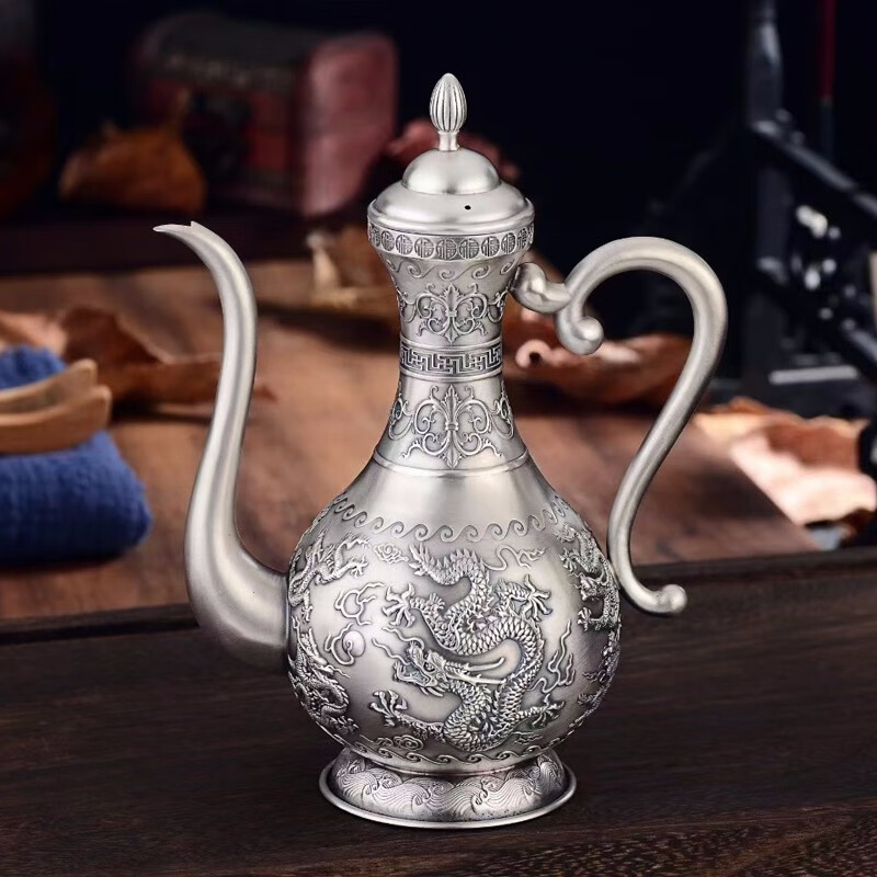 祥瑞凰 足银醒酒壶分酒器复古做旧银壶醒酒杯酒具手工银999中式仿古做