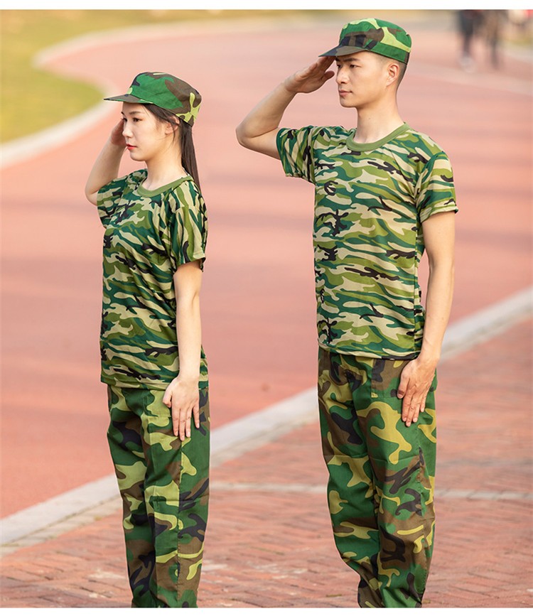 狂七 军训服夏季户外拓展训练学生军训迷彩服套装 海蓝迷彩套装(上衣