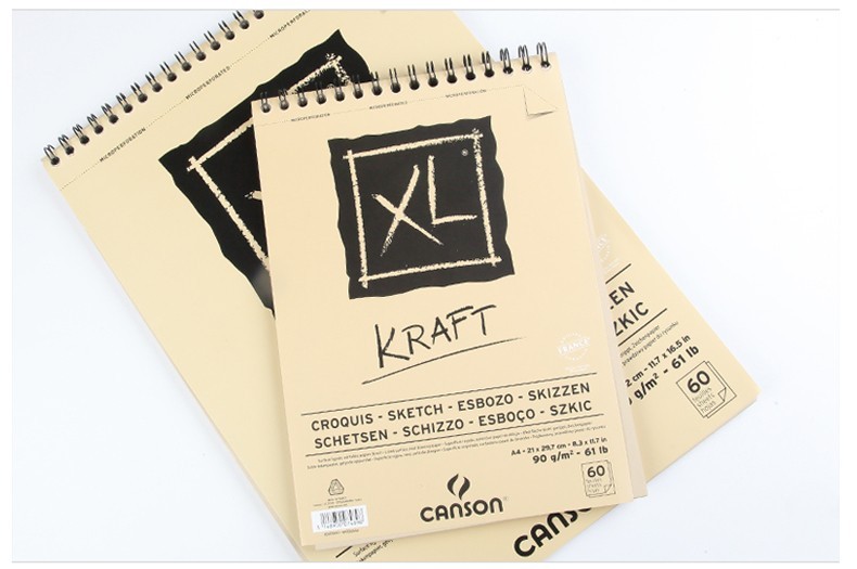 康颂cansonxl绘画本a3a4黑色卡纸素描本牛皮纸绘画薄水彩本线圈可撕