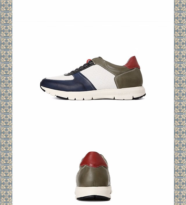 pikolinos派高雁21春季擦色牛皮拼色松紧带运动深口男鞋ps18503 墨