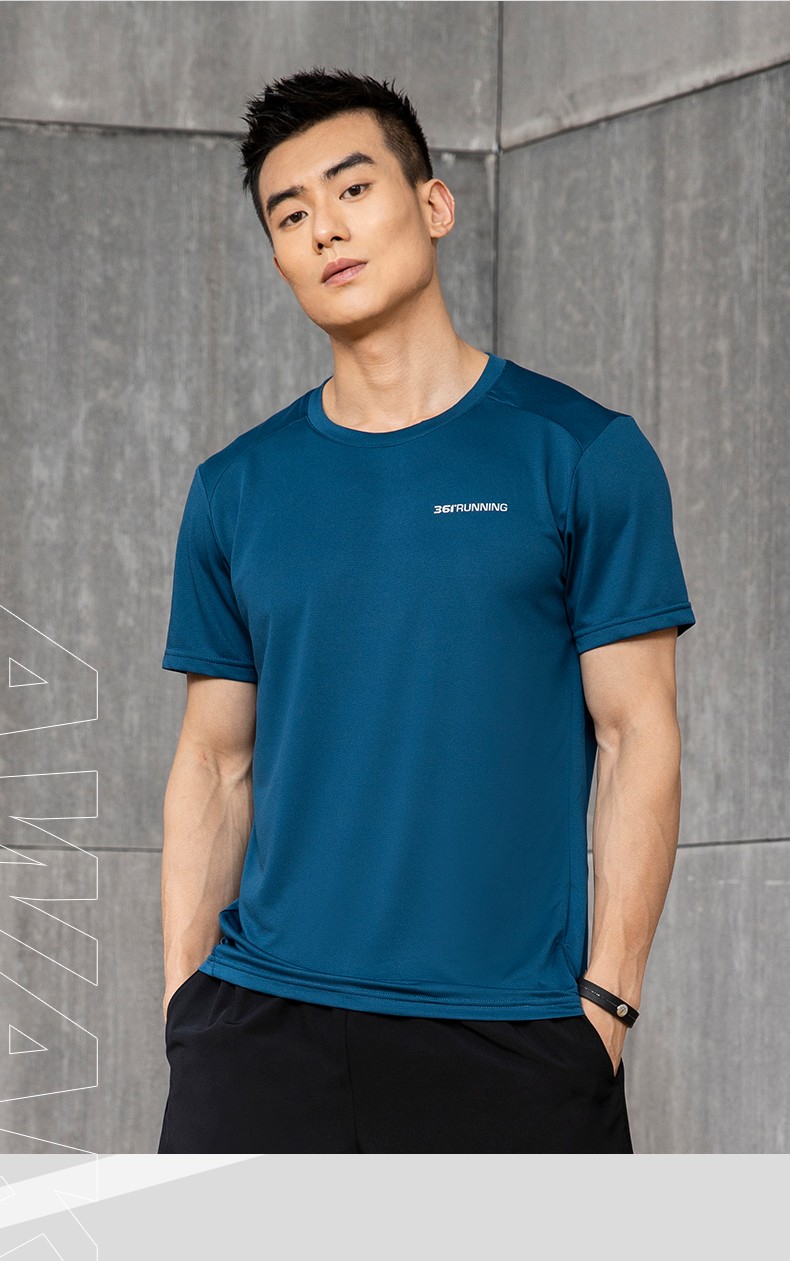 361度短袖t恤运动训练服男装季时尚简约舒适透气薄健身短袖n基础黑男
