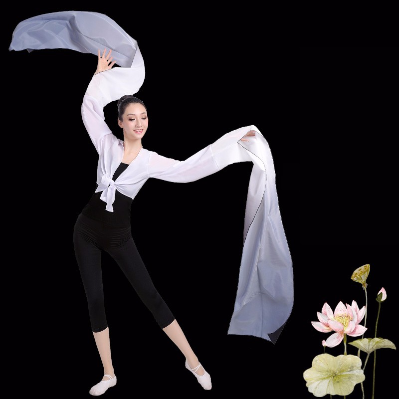 水袖上衣女古典舞蹈服装儿童袖子藏族练功服甩袖演出服惊鸿舞红色儿童