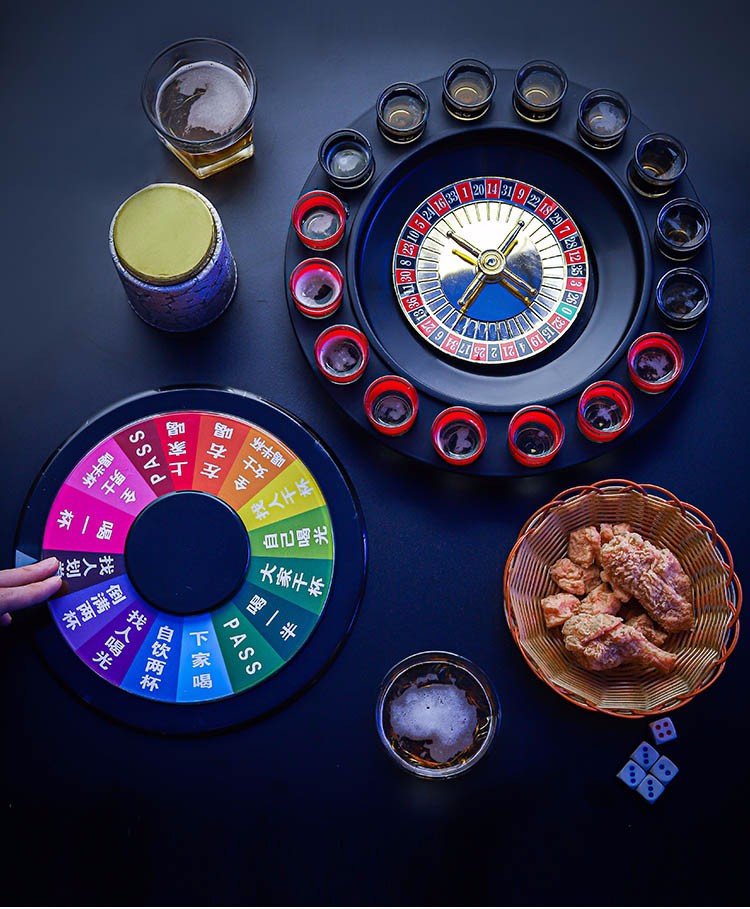 喝酒游戏转盘创意酒吧ktv娱乐助兴玩具俄罗斯转盘行酒令用品定制 20cm