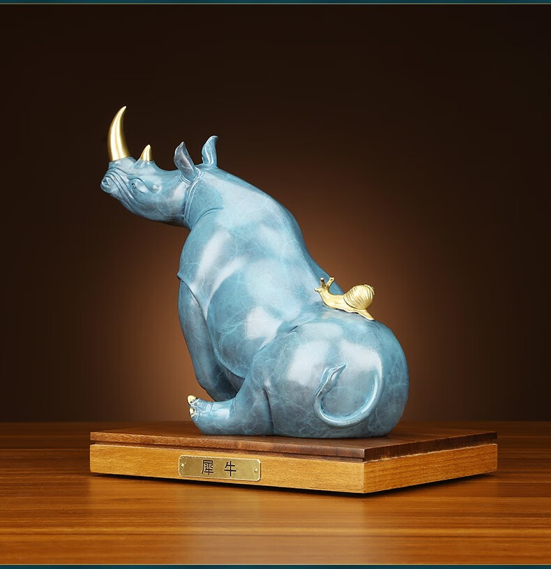 名态纯铜犀牛摆件彩铜牛上牛开业礼品家居玄关办公室客厅装饰摆件工艺