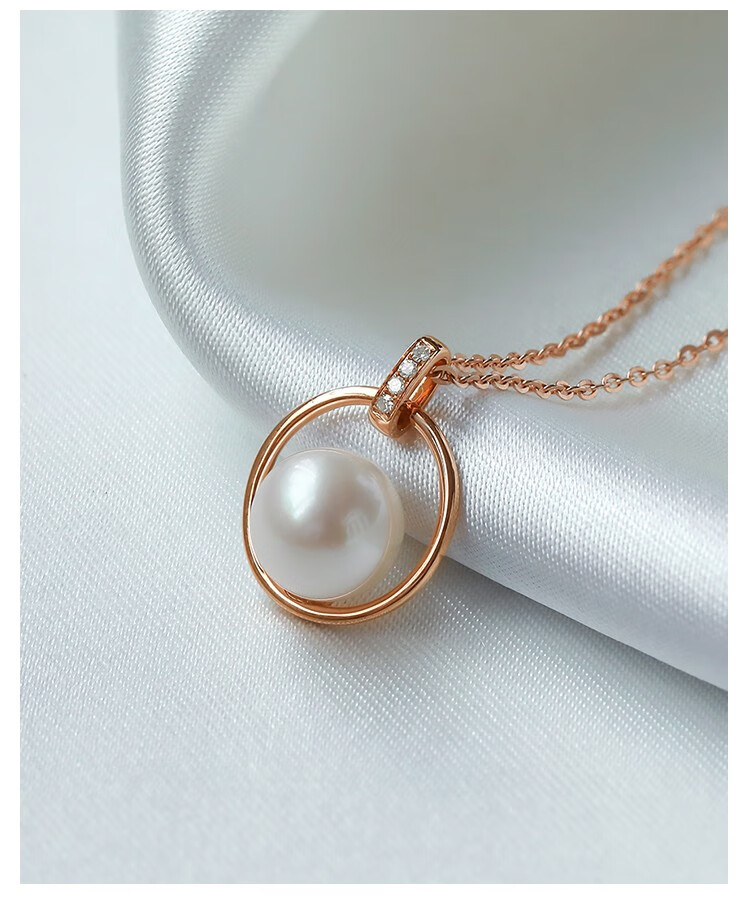 珍珠皇后18k金钻石吊坠单颗89mm日本akoya正圆无暇海水珍珠项链女生日