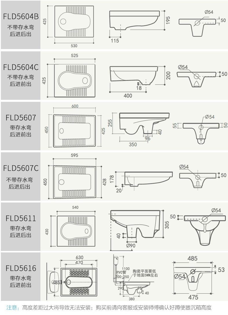 蹲便器套装蹲坑式卫生间水箱防臭防滑陶瓷蹲坑蹲厕fld5604 5607*带