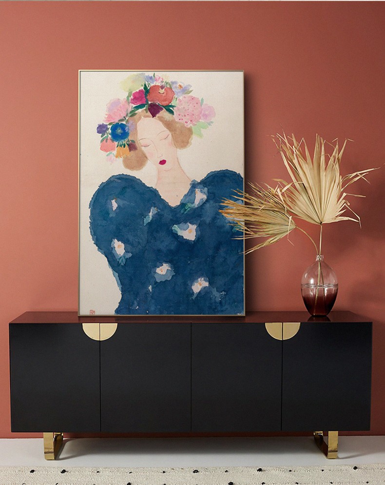 秦秀娟女孩背影水彩壁画现代简约玄关柜装饰画北欧挂画ins风摆画春天