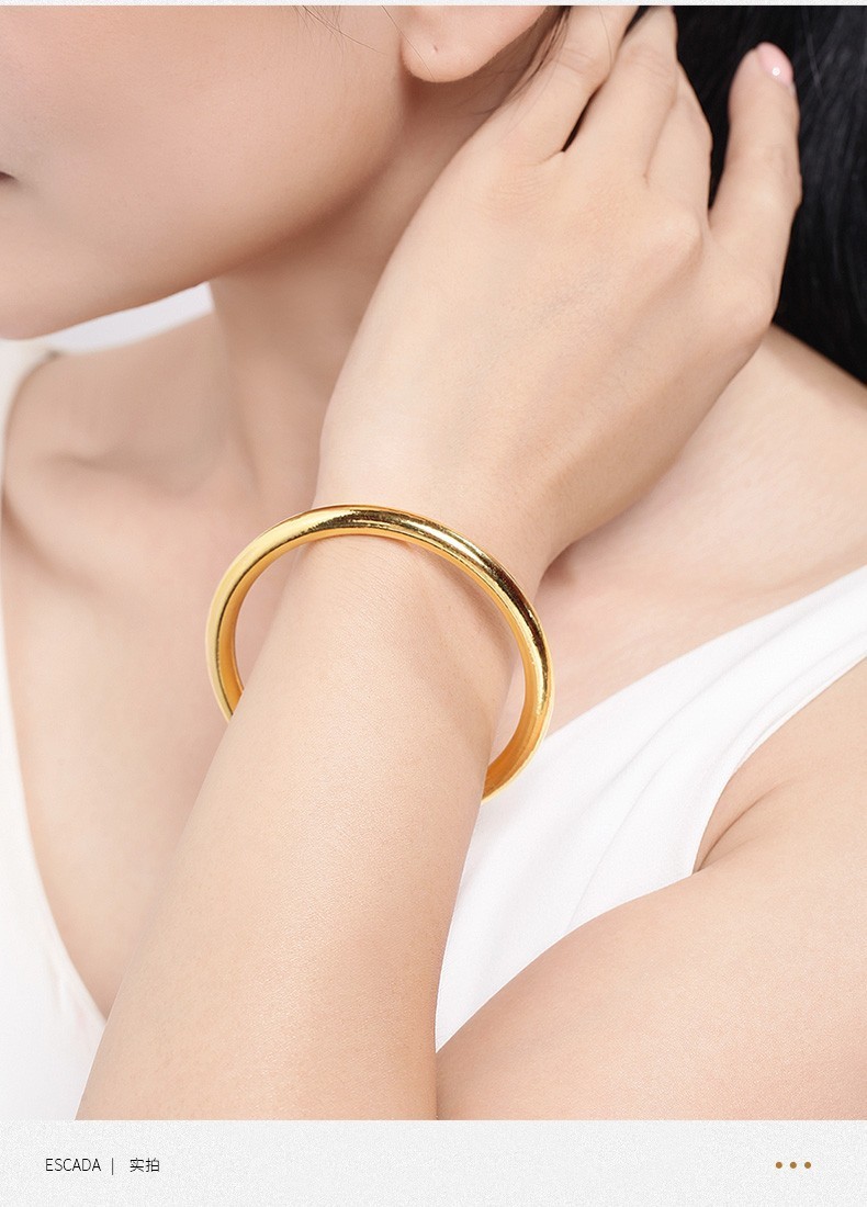 黄金光面手镯女足金999圆杆素圈闭口金镯子送女友送老婆 定做80克