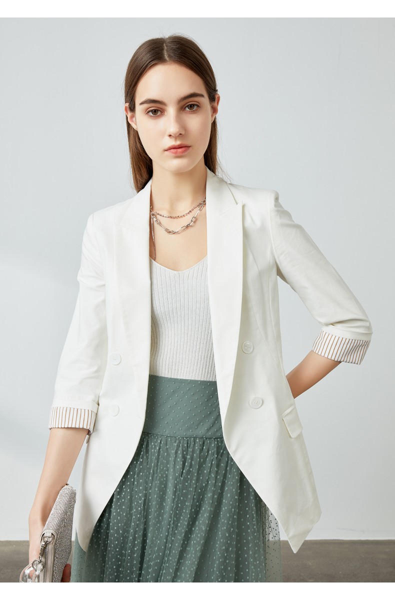 商场同款艾诺丝雅诗春秋新款七分袖修身洋气小西装职业ol风通勤短外套