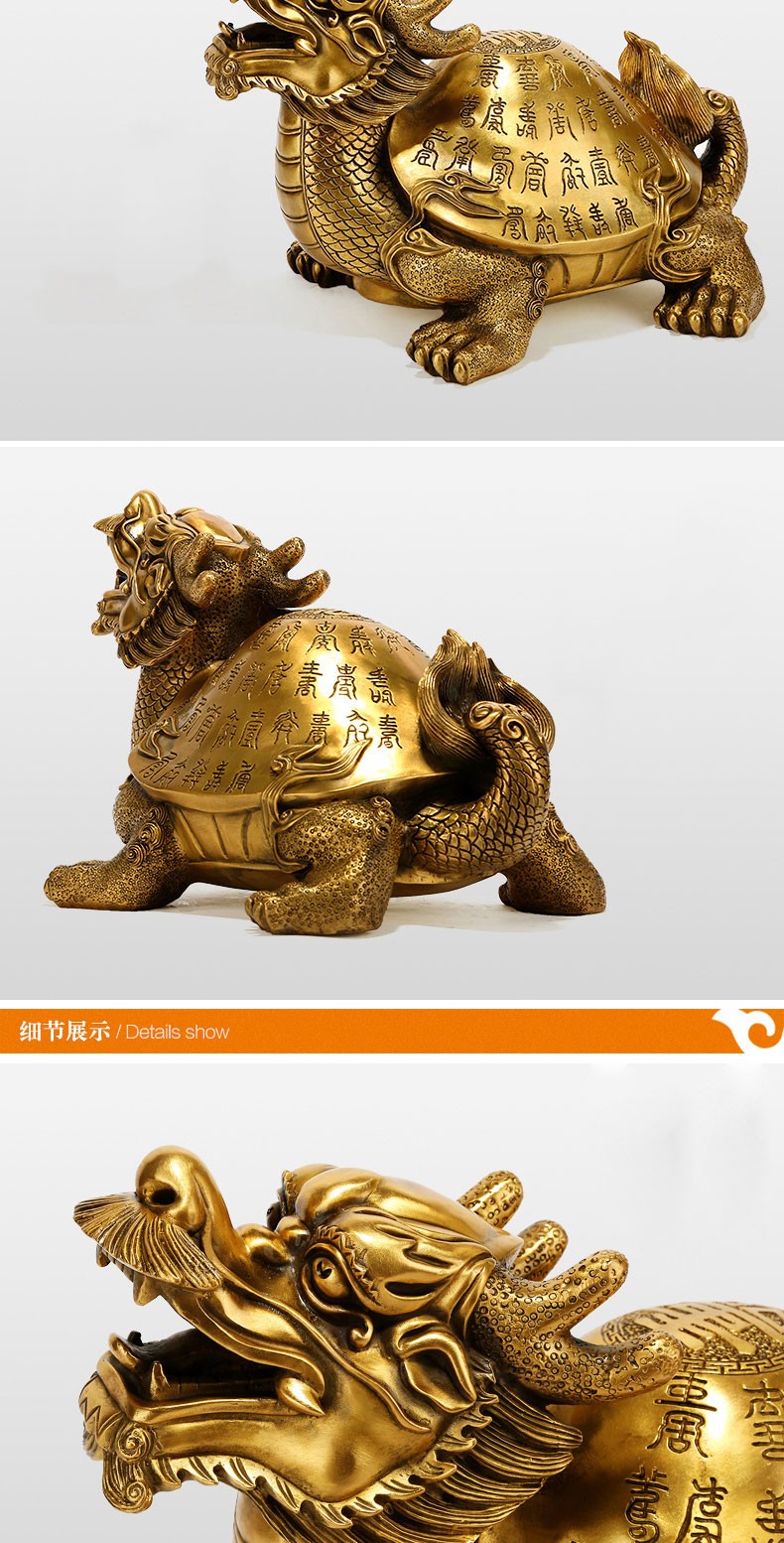 威焱淼全铜百寿龙龟摆件创意家居柜台装饰商务合作办公室摆设礼物送