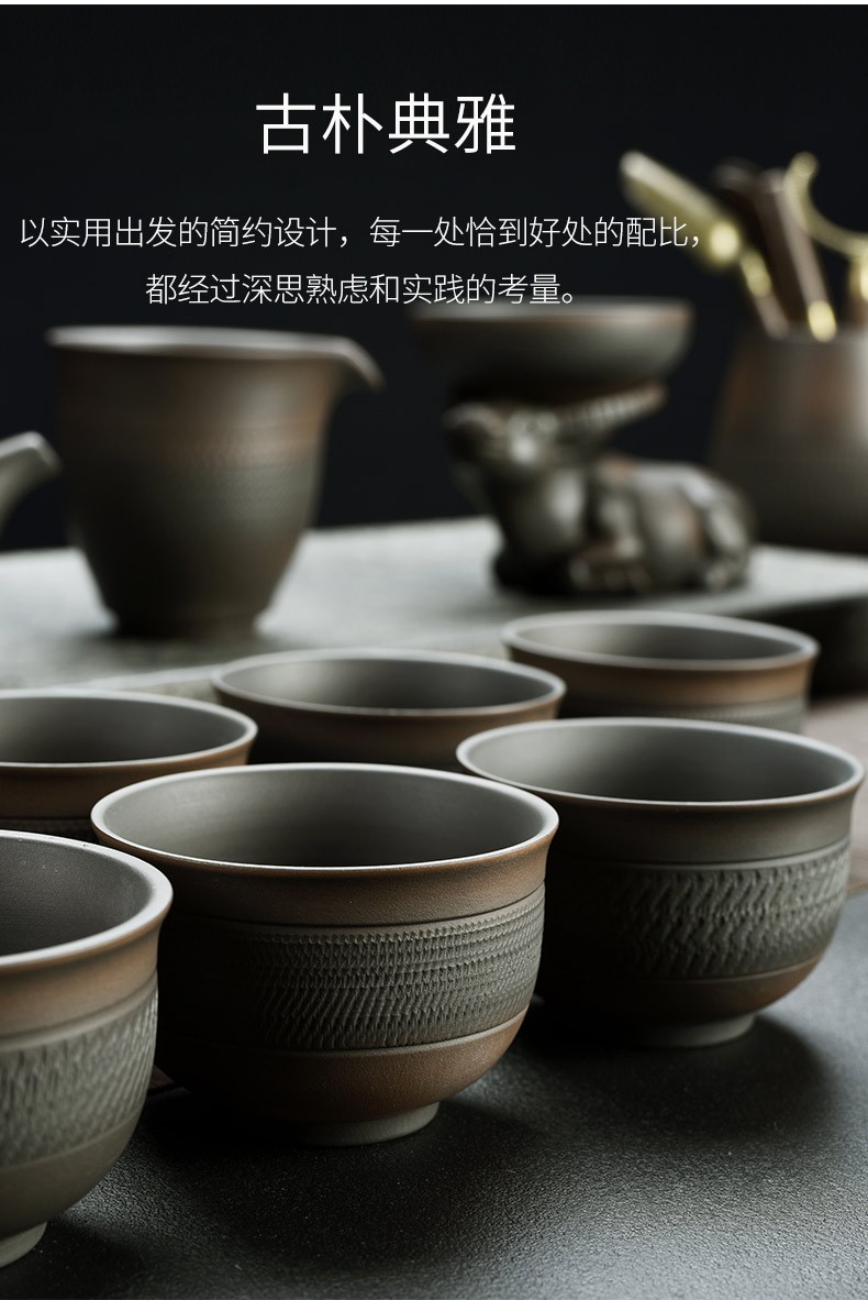 建水紫陶瓷汝窑功夫茶具套装礼盒茶艺喝茶杯道水果泡茶壶器三才盖碗盘