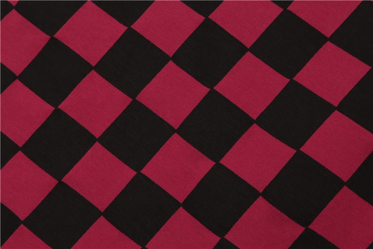 绿色棋盘格子卫衣男圆领纯棉长袖宽松嘻哈复古炸街休闲上衣酒红色s码