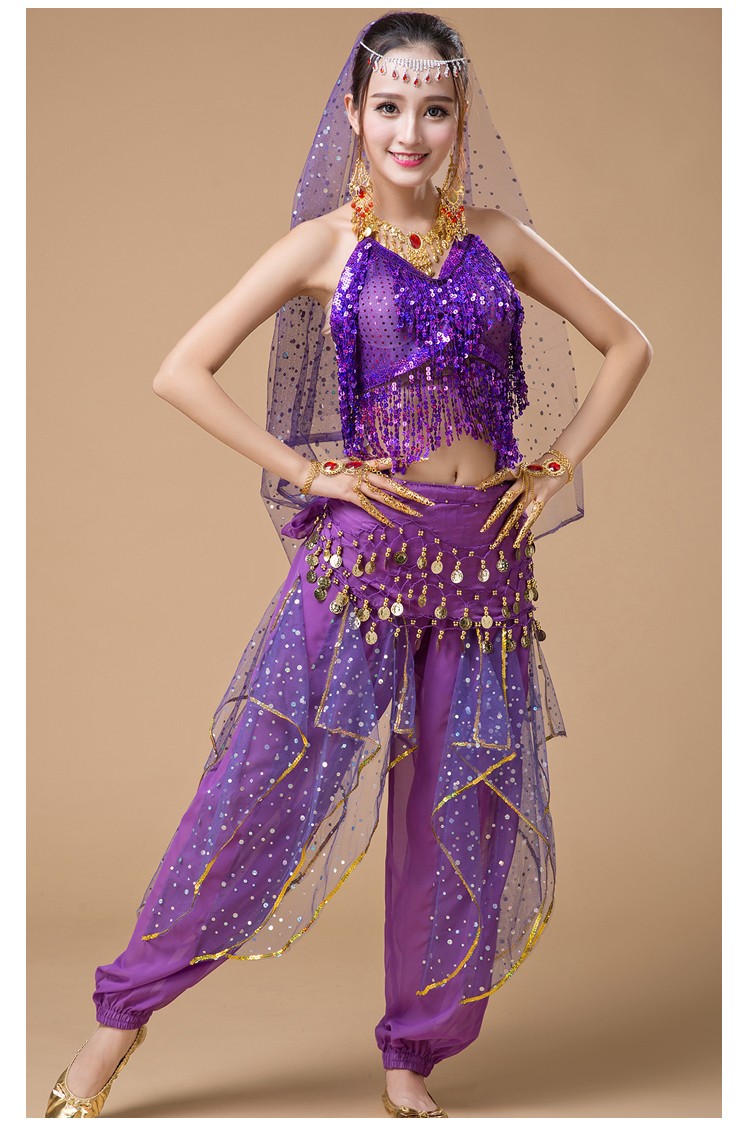 文演印度肚皮舞服装女性感初学者肚皮舞上衣鼓舞演出舞蹈服饰 黄色 七