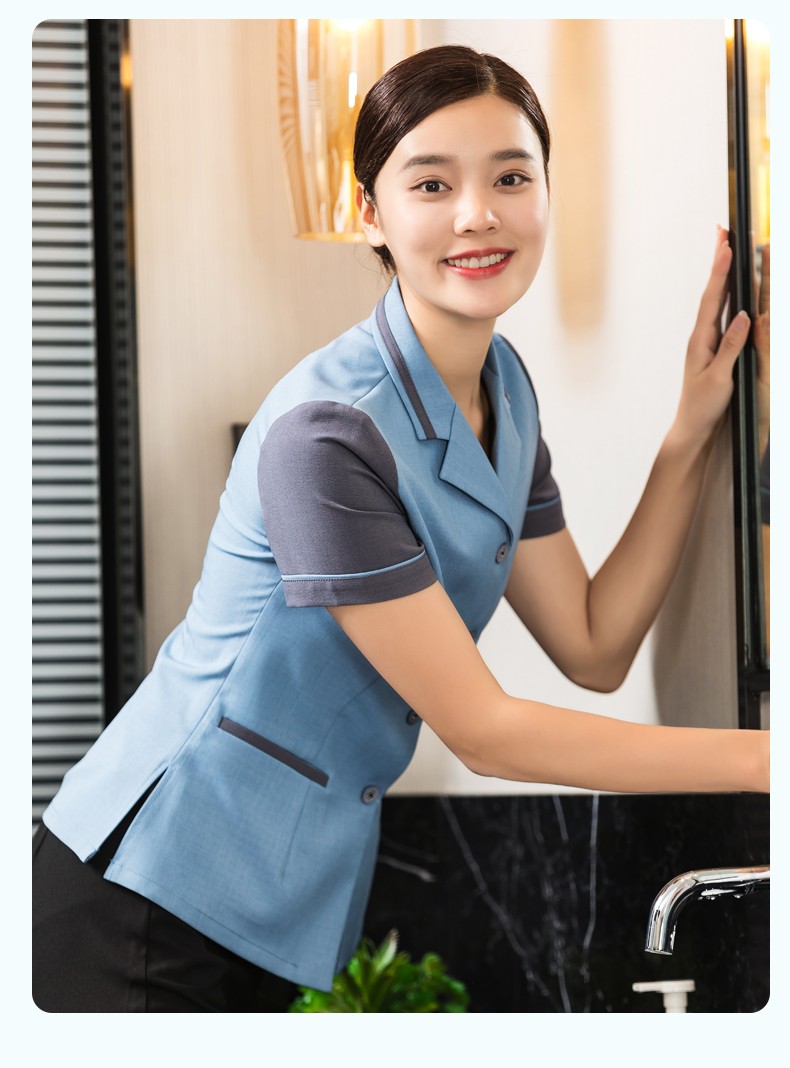 夏季保洁工作服物业家政pa阿姨清洁工服装宾馆客房服务员短袖工衣定制