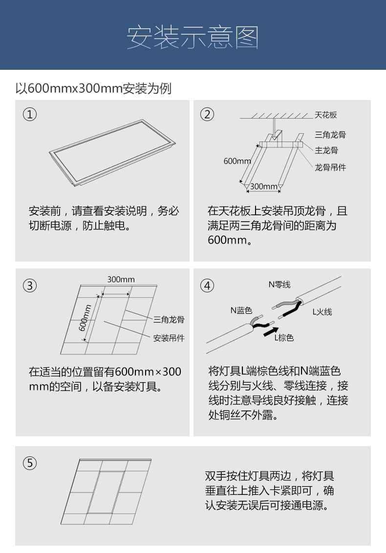 公牛厨房灯led集成吊顶厨卫灯吸顶灯铝扣板卫生间厕所防水平板灯300