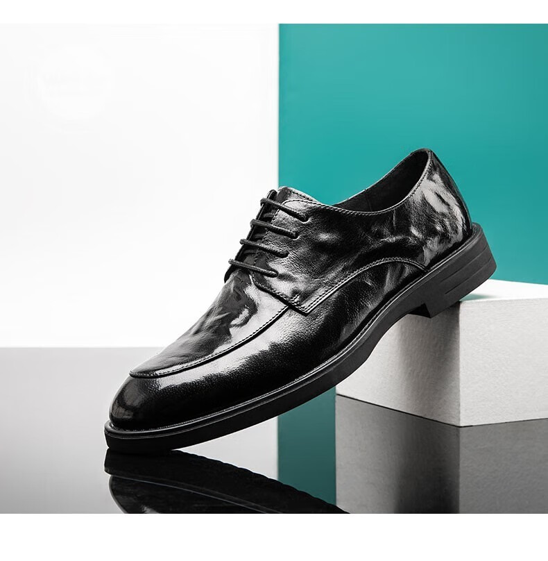 奥卡索(walker shop)正装鞋男【手抓纹胎牛皮】秋季透气商务休闲皮鞋