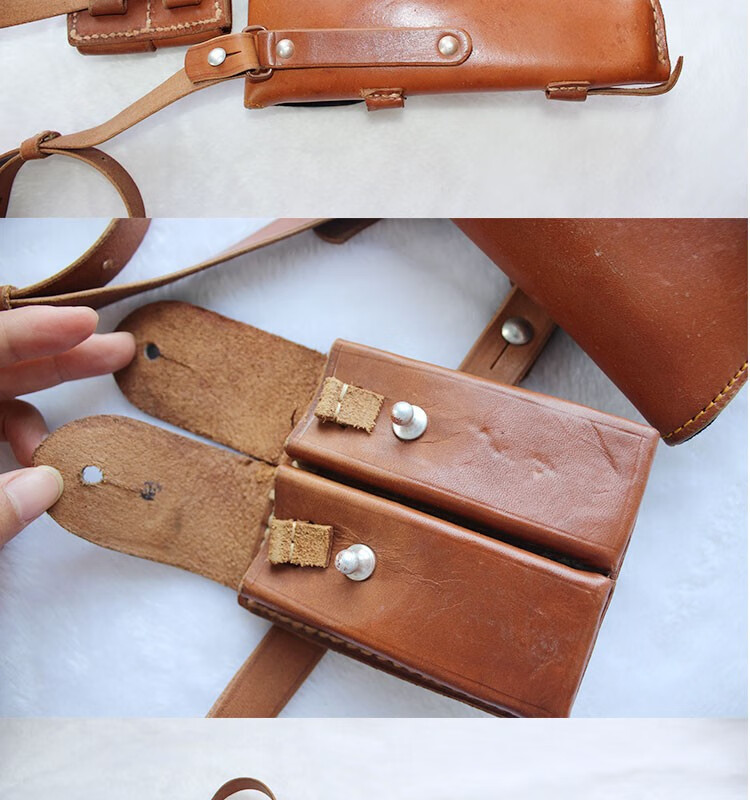 8毫米9mm54式枪套牛皮棕色黑色单肩斜背枪套弹夹套晋范 92式9mm棕色