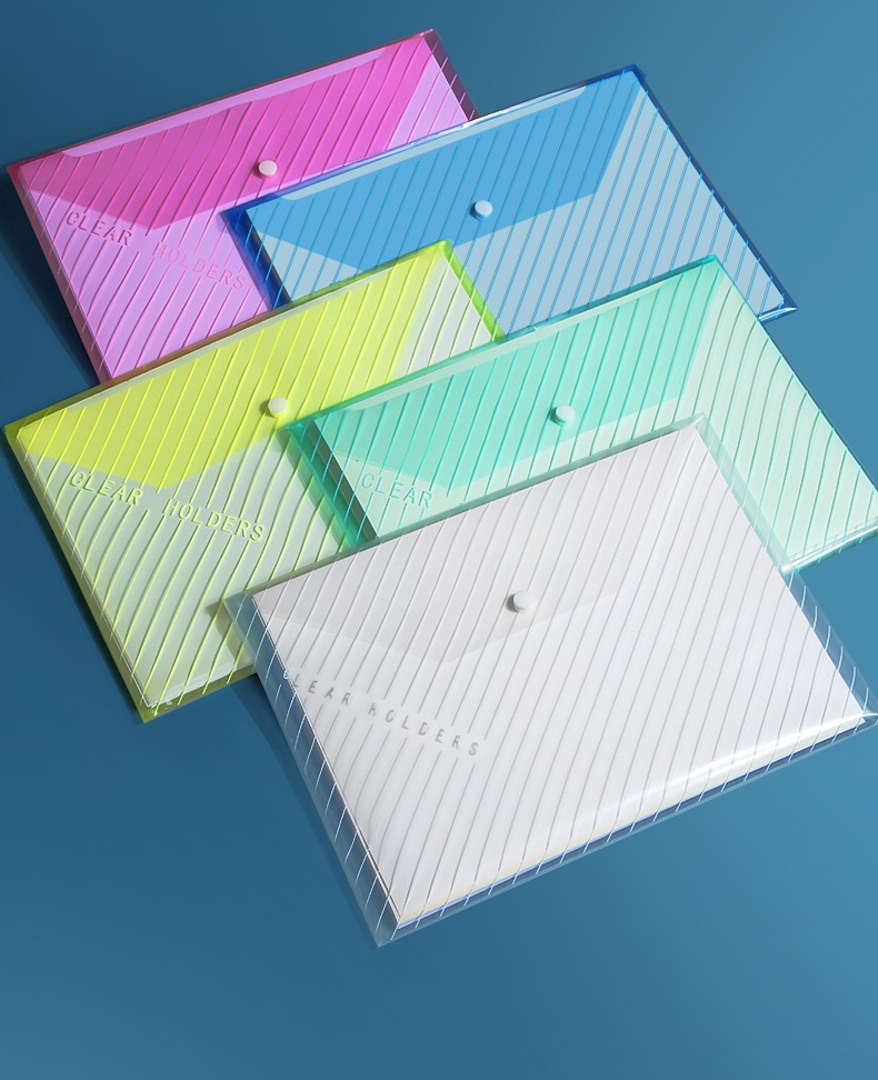 思进sijin思进100个按扣式文件袋a4加厚大容量学生用收纳袋透明塑料包