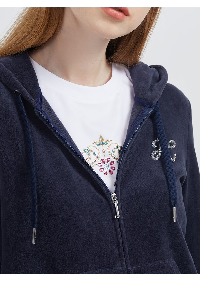 juicycouture橘滋女装天鹅绒2021秋季新款宽松运动短外套休闲休闲运动