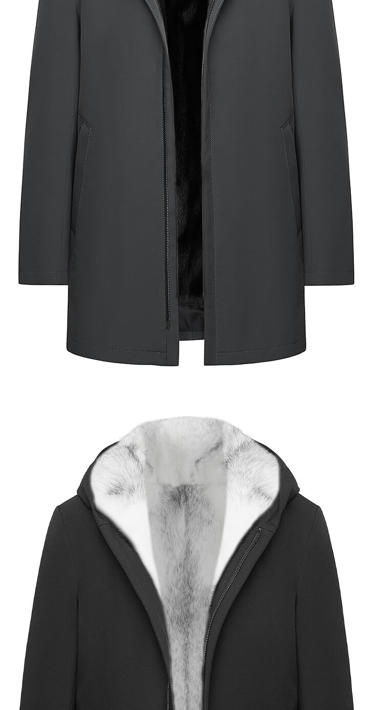 vancroug品牌派克服男士整貂水貂内胆貂袖皮毛一体皮草连帽中长款貂皮