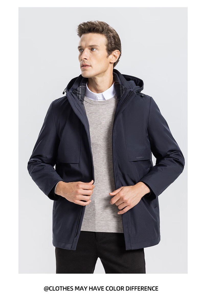SHANSHANSHANSHAN Detachable Liner 3-in-1 Men's Goose Down Mid-Length Thickened Warm Dad Jacket 6