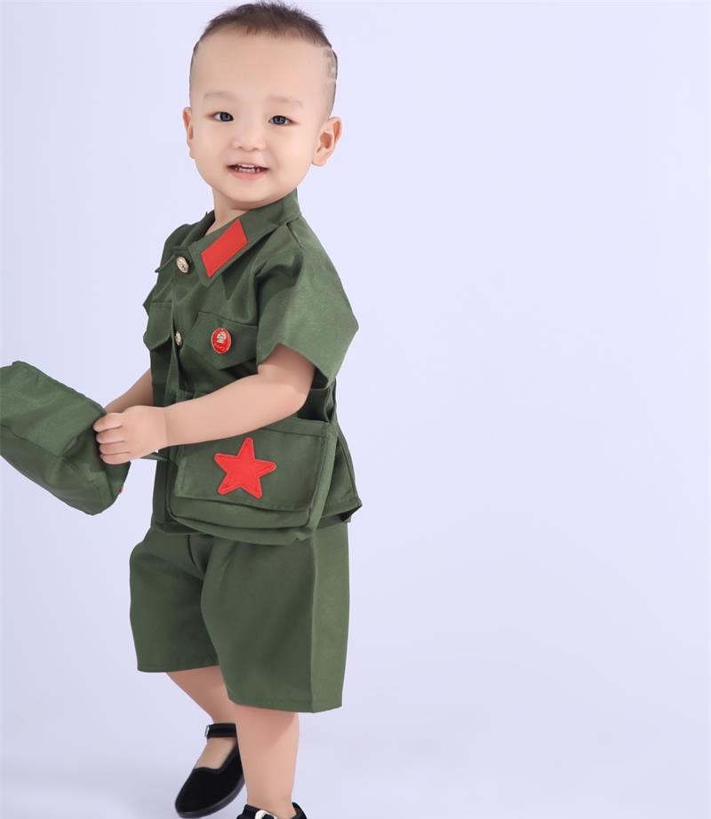 夏尔维纳(chanvenuel)小红军儿童演出服装儿童摄影服装百天周岁宝宝