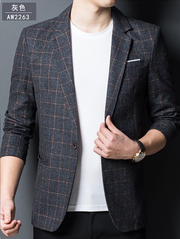 花花公子单件西装男韩版修身纯色上衣2021秋商务休闲西服外套al2268