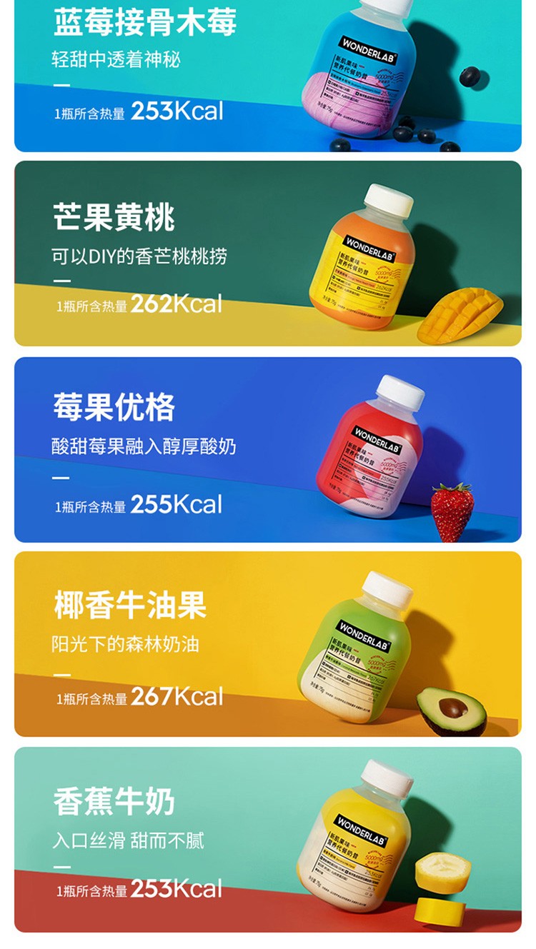 【屈臣氏】wonderlab营养代餐奶昔75g/瓶 芝芝莓果奶茶味