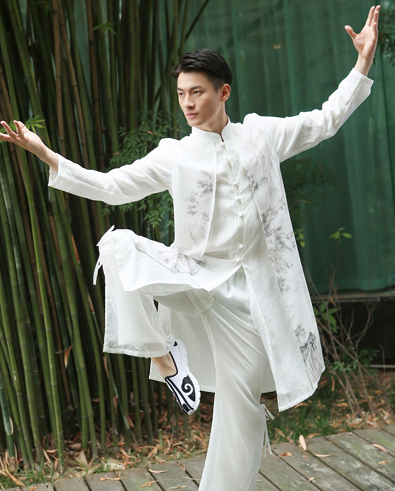 男士茶服男亚麻中国风男装套装唐装长衫仙气古风古装禅服居士服汉服男