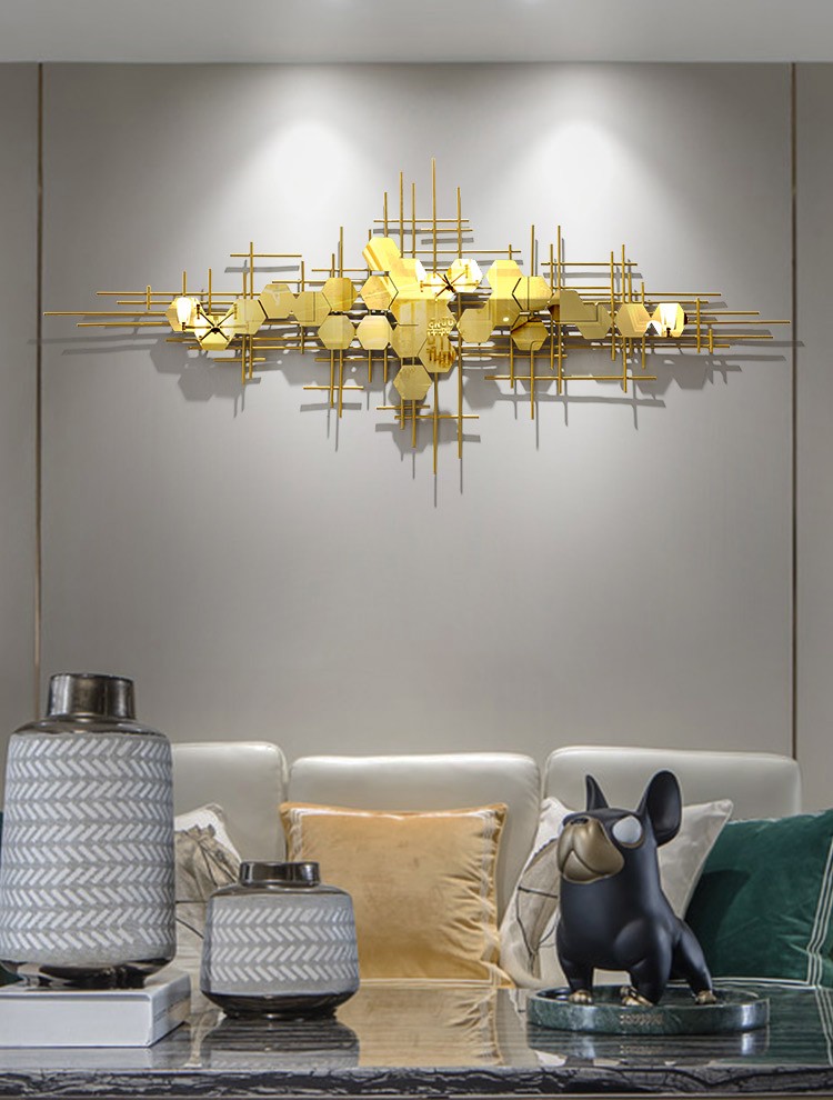 冰皓北欧轻奢铁艺壁饰装饰挂件金属客厅沙发背景墙壁挂饰装饰小号长