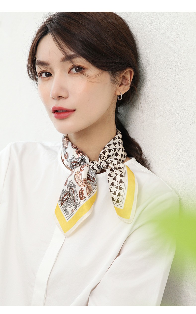 杭丝路真丝小方巾丝巾女桑蚕丝围巾女空姐百搭防晒围脖纱巾韩版装饰短